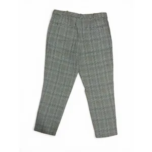 Zara Basic Womens Plaid Tapered Trousers Grey Glen Check Red‎ Side Stripe XS thumbnail 4