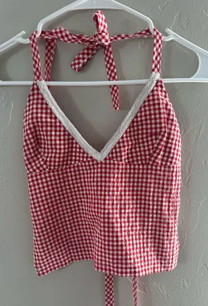 Red Gingham Edikted Top thumbnail 1