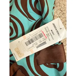 Y2K 2000s Turquoise Brown Swirl A-Line Dress Jessica Howard NWT 10 thumbnail 9