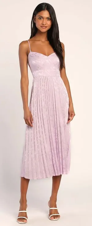 Lulu's Lavender Pleated Midi Dress XL thumbnail 1