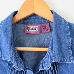 Vintage Blue Denim Button Down Shirt Size M thumbnail 3