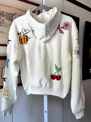 SKIMS Rare Happy Bunny Cotton Fleece Hoodie Marble XS NWT thumbnail 4