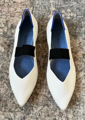 Rothy's The Point Mary Jane Love Bird Flats Cream White with Strap W7.5 thumbnail 1