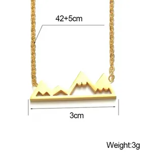NEW Yellow Gold Plated Snowy Mountain Bar Pendant Necklace, 16-18”‎ thumbnail 13