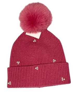 NWT LAUREN CONRAD Beaded Pom Pom Beanie thumbnail 1