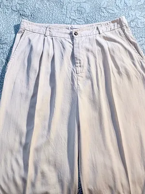 💥Reformation Mason Pleated Pants Ivory Tencel High Rise Wide Leg Sz 18🧡 thumbnail 5