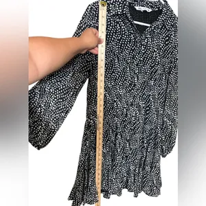 Zara Black and White Patterned Long Sleeve Dress,Size S thumbnail 9