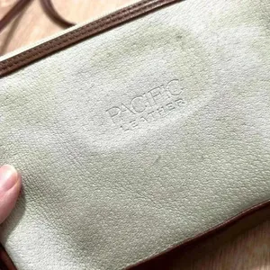 Pacific Leather | Brown Cream Two Tone Small Zip Shoulder Purse Crossbody Bag‎ thumbnail 4
