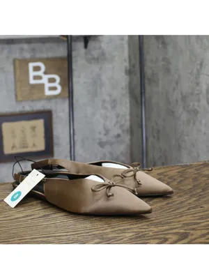 NWT A New Day Camille Satin Slingback Bow Flats 94648294 Taupe Brown 8M thumbnail 2