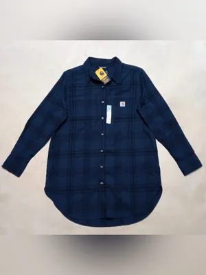Carhartt Womens Rugged Flex Relaxed Fit Flannel Long-Sleeve Plaid Tunic Size XXL thumbnail 3