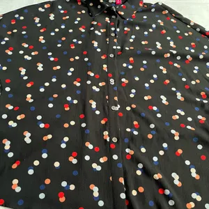 Vince Camuto Black Button-Up Blouse with Red, White‎ & Blue Polka Dots thumbnail 3