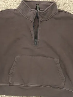 SKIMS Cotton French Terry Half Zip Dark Brown Iron Size Large womens thumbnail 13