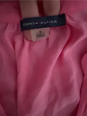 Tommy Hilfiger Hot Pink Tiered V-Neck Maxi Dress with Tie Waist thumbnail 2