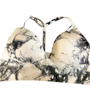 Pink Victoria’s Secret Strappy Bralette Bra Sz. L Black White Marble Padded Sexy thumbnail 1