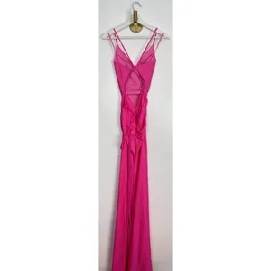 LA FEMME Tie Back Sequin Trumpet Gown in Neon Pink Size US 0 thumbnail 7