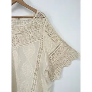 Democracy Womens 3X Top Cream Crochet Lace Boho Festival Minimalist Ethereal thumbnail 2