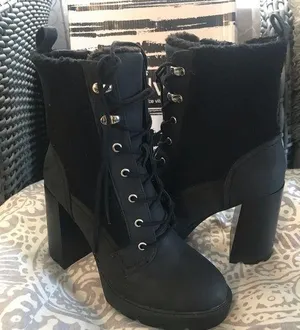 New Dolce Vita Dixy Faux Shearling Trim Heel Platform Boots thumbnail 1