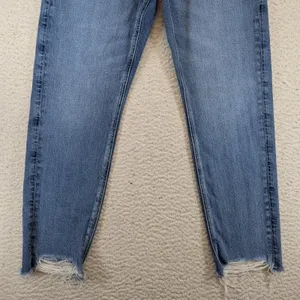 American Eagle Mom Jean Strigid Medium Wash Distressed‎ Raw Hem Womens 2 Short thumbnail 8