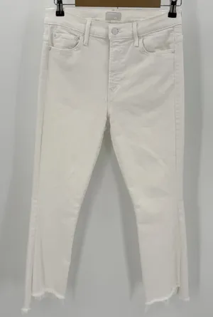 Mother Jeans Women’s 29 White Denim the Insider Crop Step Fray 27” FLAW thumbnail 1