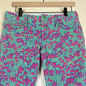 Lilly Pulitzer Worth Skinny Mini Pants Green Pink Floral Ankle Size 0 thumbnail 5