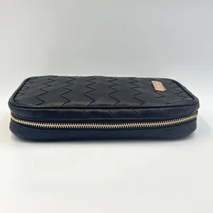 Kevyn Aucoin Woven Makeup Bag Black Faux Leather Travel Case Gold‎ Hardware NEW thumbnail 3