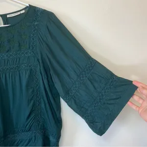 ROLLER RABBIT Embroidered 3/4 Sleeve Viscose Blouse in Emerald Green Sz XS thumbnail 5