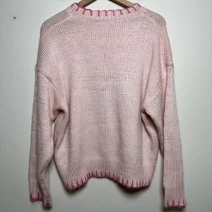 Bailey Rose Women‎ Coquette Sweater Small Pink Intarsia Bow Knit Oversize Dainty thumbnail 6
