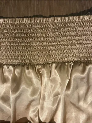 Y2K Arden B Satin Ruffle Elastic Waist Going Out Top in Champagne M thumbnail 3