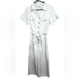 Entro White Utility Belted Wide Leg Jumpsuit Size Small Chic Casual thumbnail 3