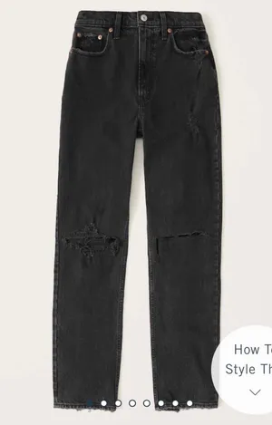 Abercrombie Women's 90s Ultra High Rise Straight Jeans, RIPPED BLACK thumbnail 7