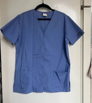 Cherokee Workwear Blue Snap Button Up Scrub Top Woman’s Size XS thumbnail 1