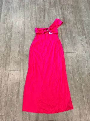 Here Comes the Sun Bright Fuchsia One-Shoulder Maxi Dress with Ring Detail thumbnail 2