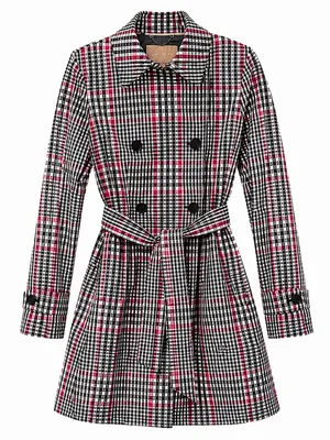 Banana Republic Women’s S Plaid Trench Coat Belted Cotton Double Breasted thumbnail 1