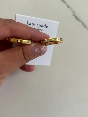 Kate Spade Gold Opal Hoop Earrings New thumbnail 5