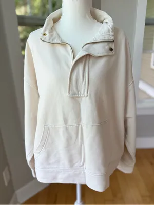 a new day Ivory Cream Quarter-Zip Pullover Sweatshirt Size XL thumbnail 1