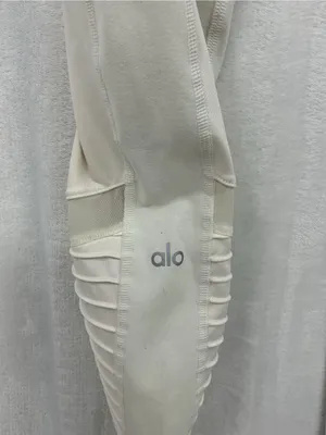 ALO Yoga White Ribbed Moto Leggings 1056 thumbnail 8