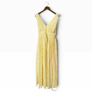 Lulus Sweet Sophistication Light Yellow Burnout Floral Maxi Dress size M NWT thumbnail 4