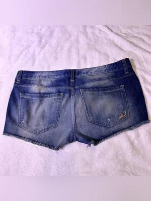 Express Distressed Blue Denim Jean Shorts thumbnail 3