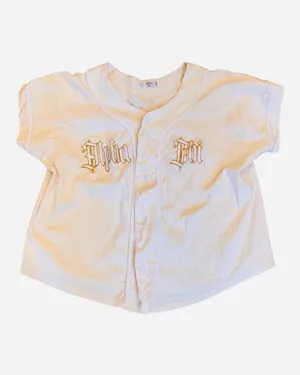 Alpha Chi Omega Baseball Tee Shirt Cream White Sorority L thumbnail 2