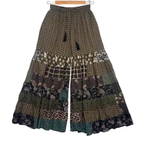 Earthbound Pants Womens Small Black Patchwork Palazzo Boho Hippie Festival Artsy thumbnail 1