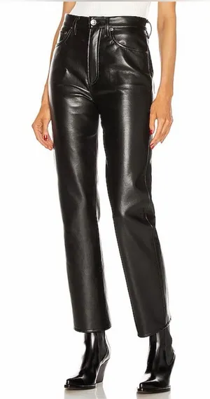 🖤✨AGOLDE Faux Leather Fitted‎ 90’s Straight Leg Pants Black Size 28✨🖤 thumbnail 1
