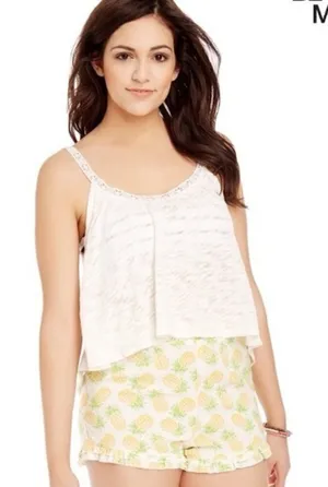 Aeropostale Bethany Mota‎ Pineapple Print Ruffle Soft Shorts S thumbnail 1