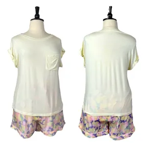 Stars Above Pajamas Sleepwear 3 Piece Short Tee Set Shirt Yellow Floral XL/XXL thumbnail 12