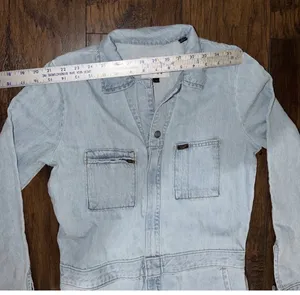 Lee X-small Women's Light Blue Denim Jumpsuit Union-Alls Zip Long Sleeve thumbnail 4