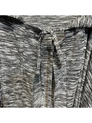 Kate & Mallory Gray Heathered Knit Drop Shoulder Tie Poncho Top Plus Size 3X thumbnail 5