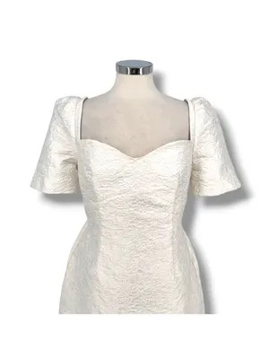 Elliatt Feminise Textured Puff Sleeve Sweeetheart Mini Dress White Size XL thumbnail 13