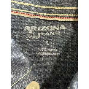 Arizona Jeans Blue/White Dots Button‎ Up Long Sleeve Shirt Size Small Cotton thumbnail 5