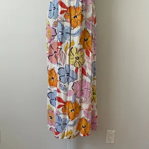 Kiwi + Punch Boho Beachy Floral Strappy Open Back Maxi Dress M Pink Orange thumbnail 3