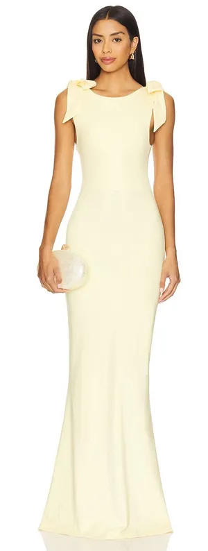 OW Collection x REVOLVE Cornelia Bodycon Romantic Butter Yellow Girly Gown NWT S thumbnail 1