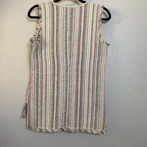 Ethereal Bohemian Hippie Cowgirl Country‎ Western Woven Lace Up Tunic Top S thumbnail 2